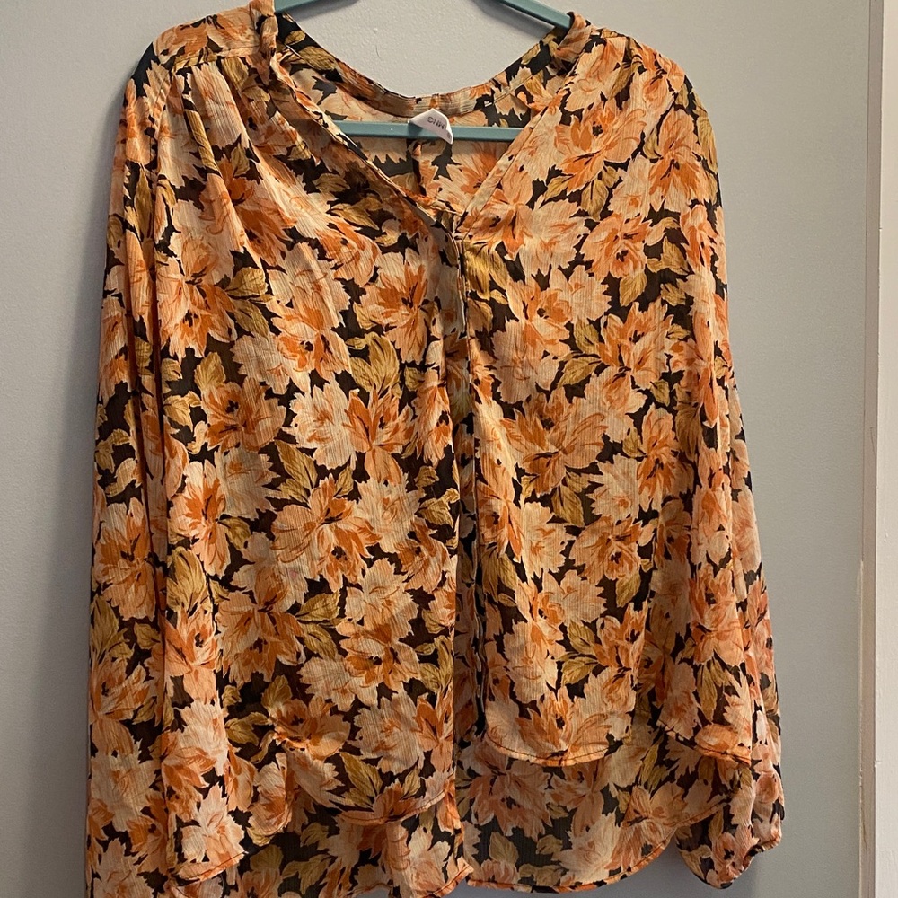 Mango Women's Floral Blouse - Orange and Brown